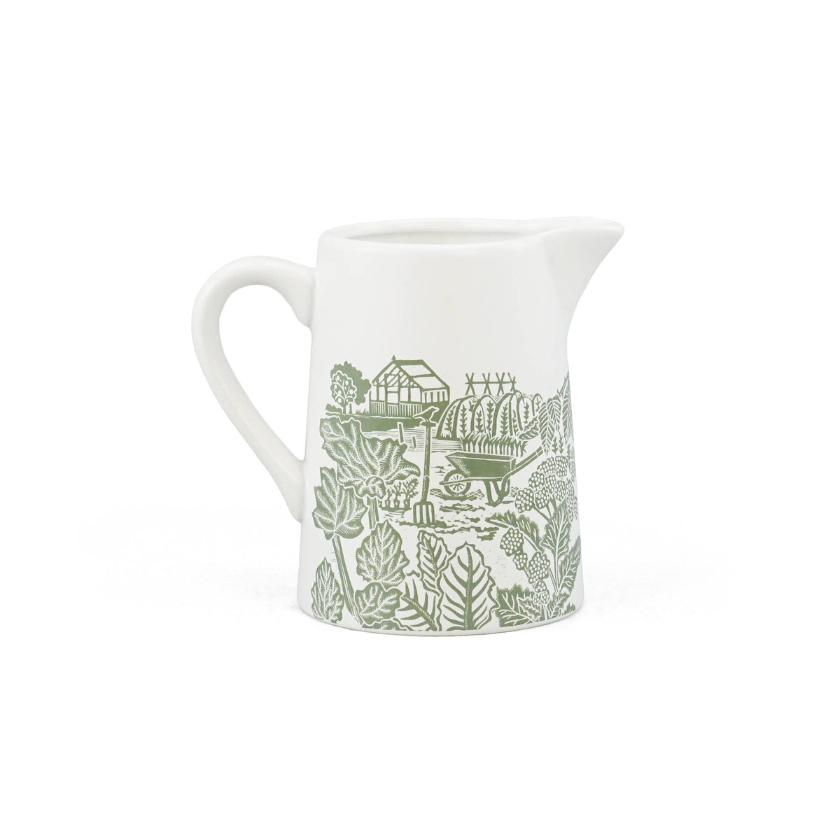 Ceramic Jug Pitcher Acorns Thistles Woodland Green
