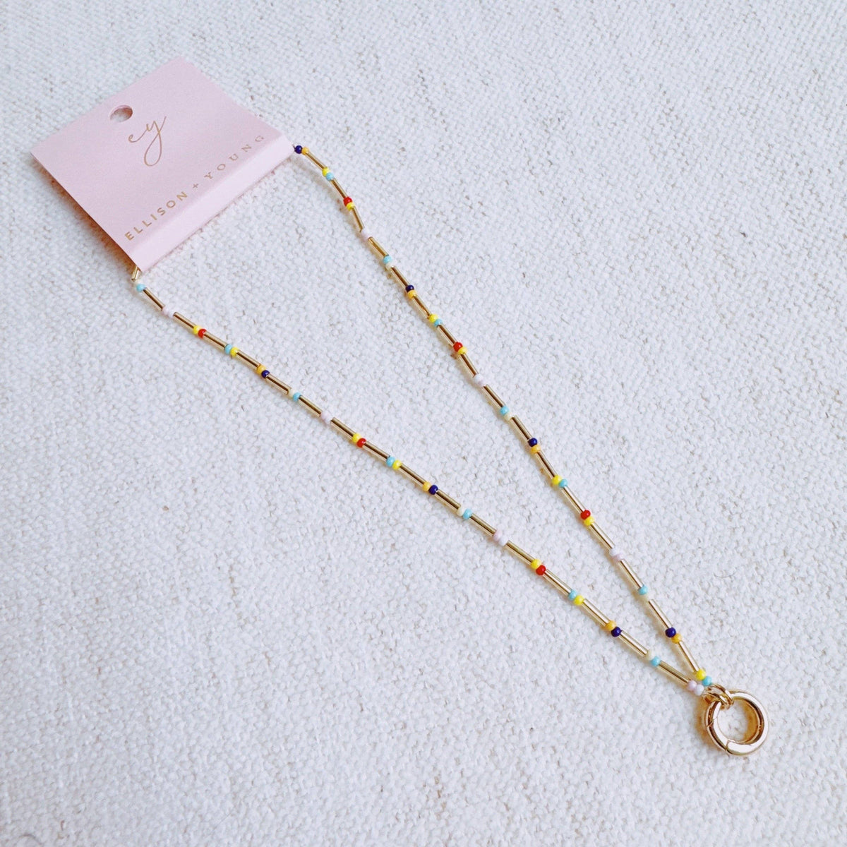 Dainty Color Bead Front Lock Necklace