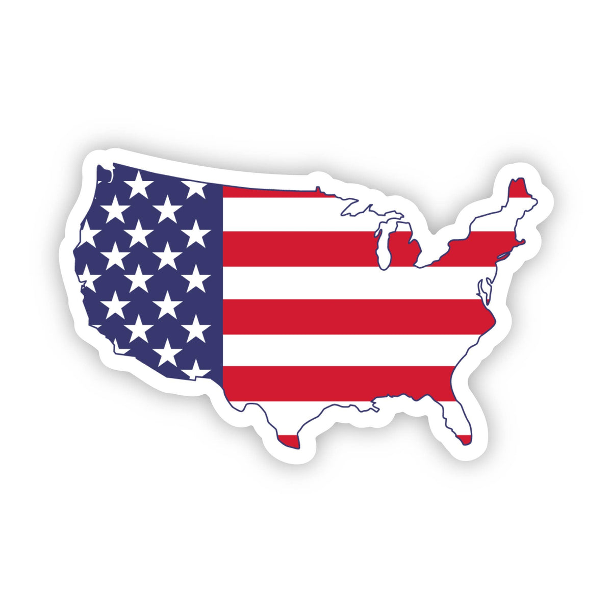 USA Map Sticker - American Flag