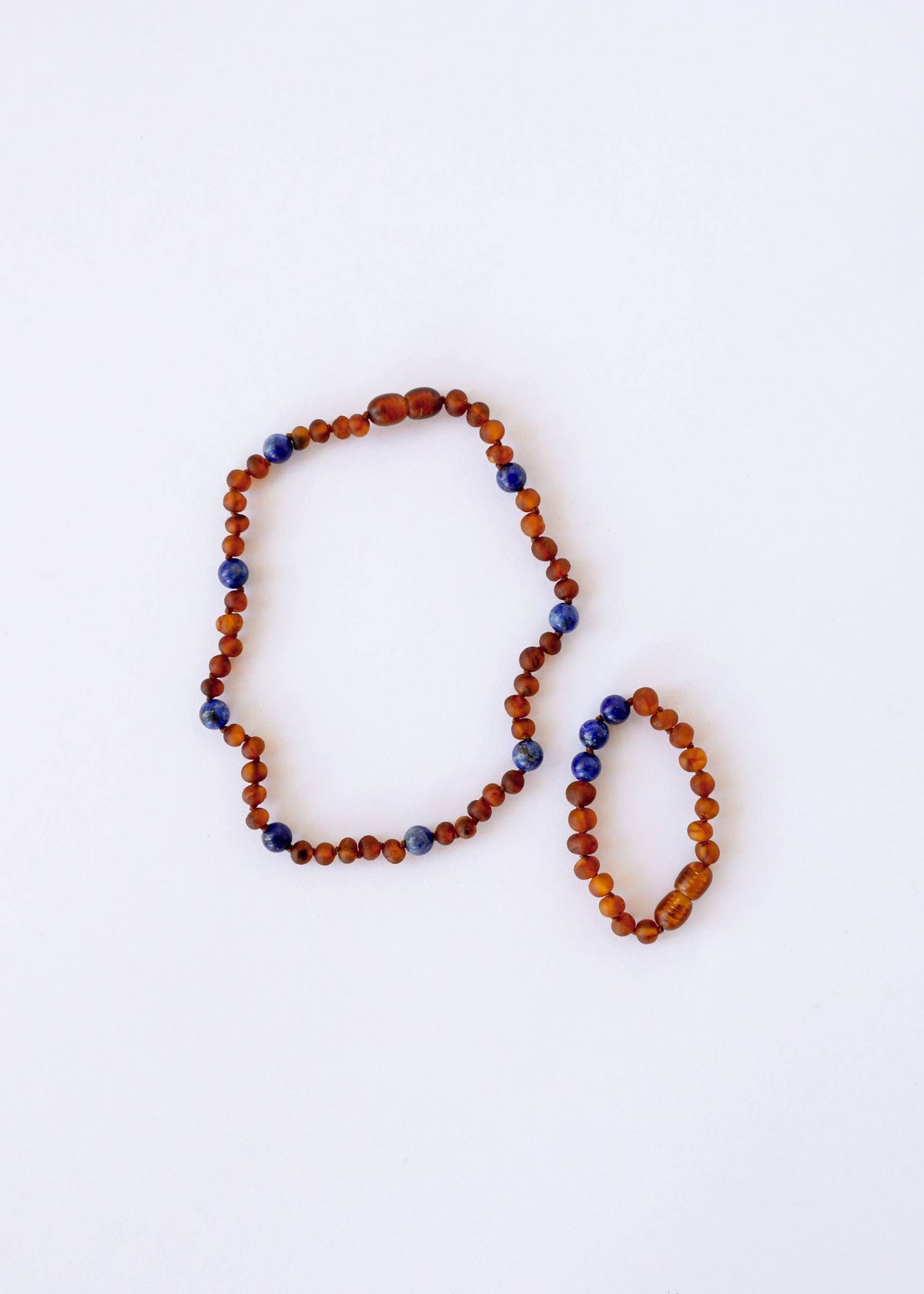 Raw Cognac Baltic Amber + Lapis Lazuli || Halo Necklace ||