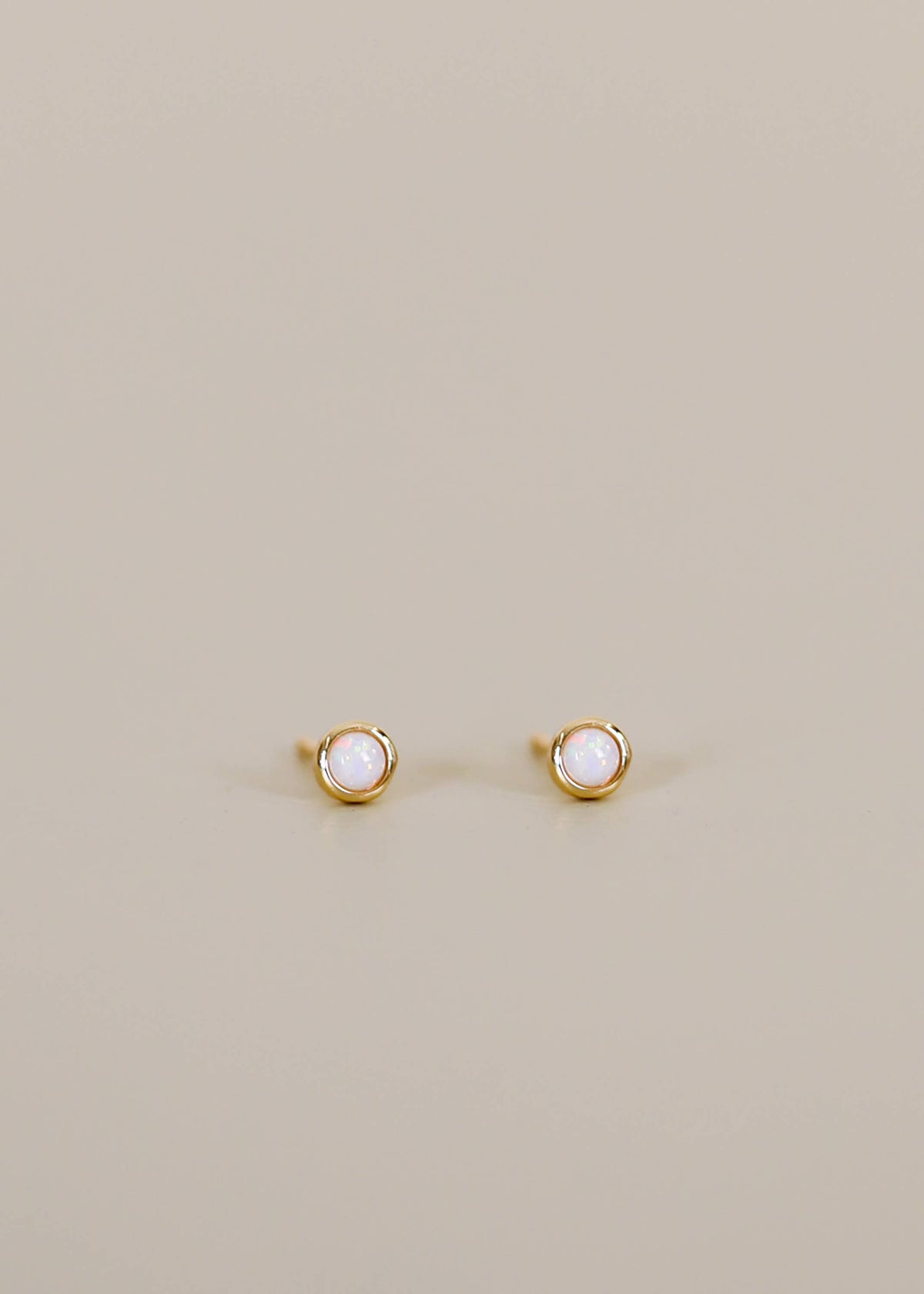 Simple Stud - White Opal- Gold Earrings