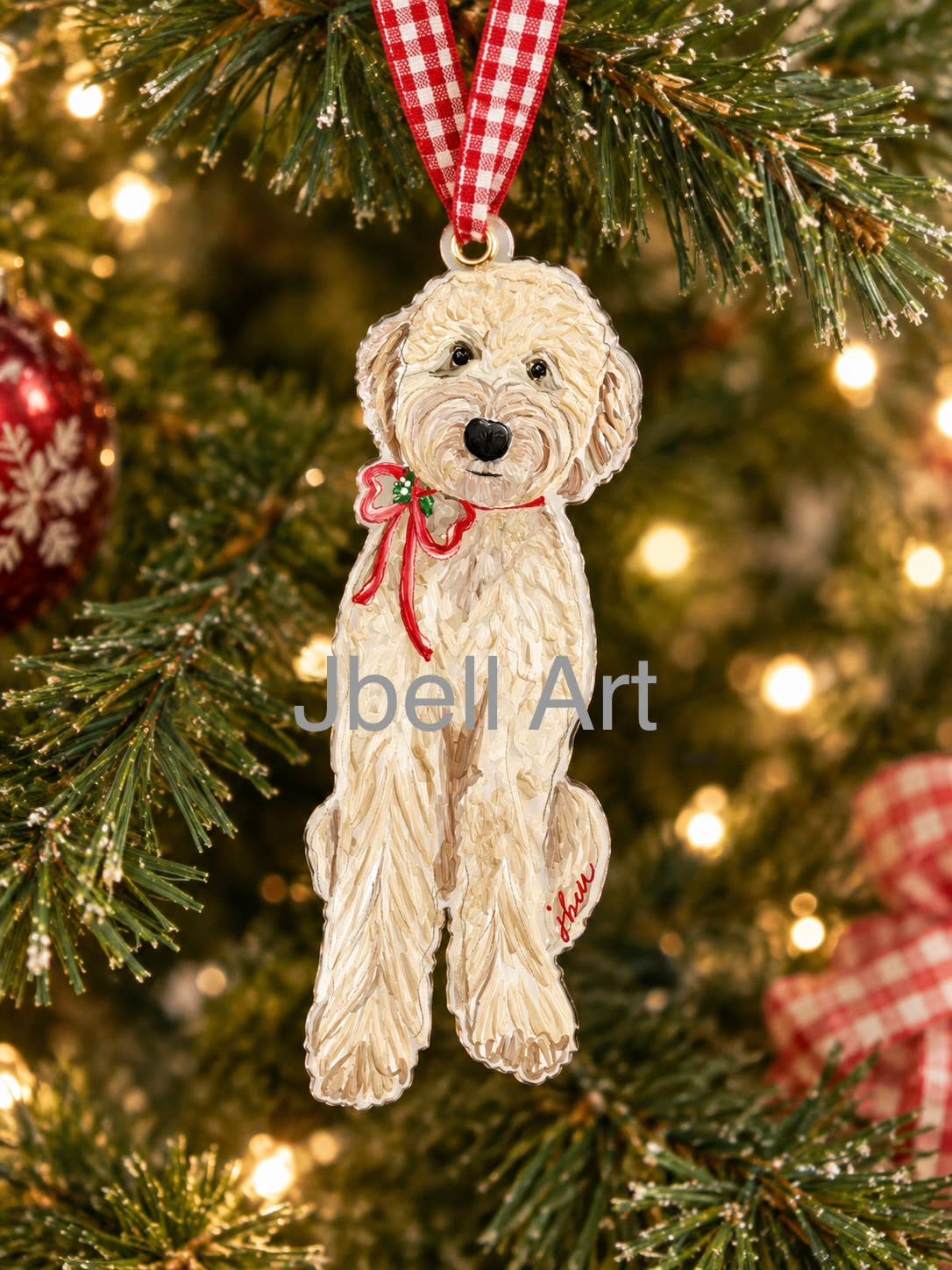 Apricot- cream- Goldendoodle Acrylic Ornament