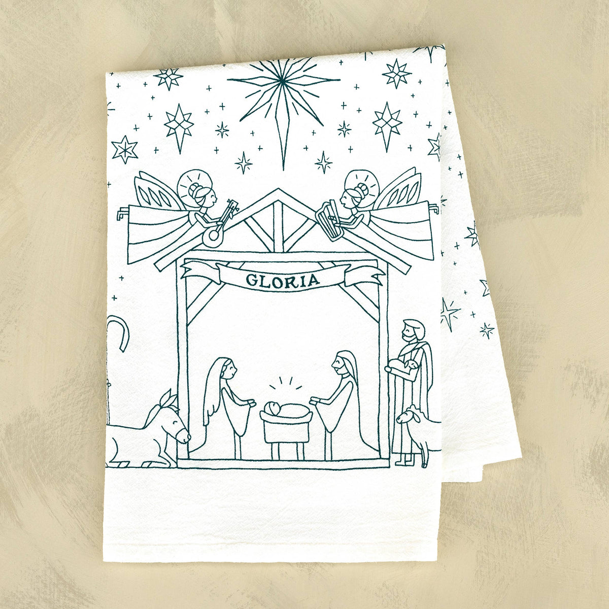 Nativity Christmas Tea Towel