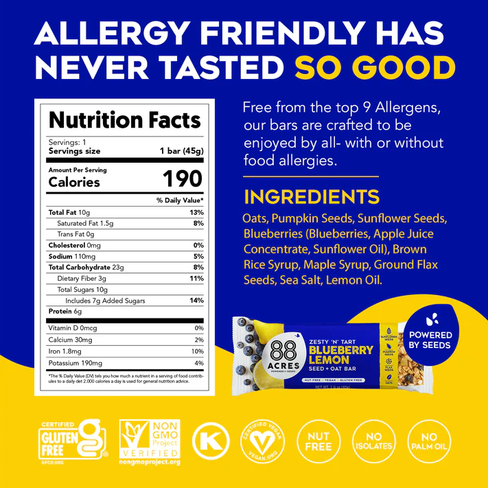 Blueberry Lemon Seed + Oat Bar