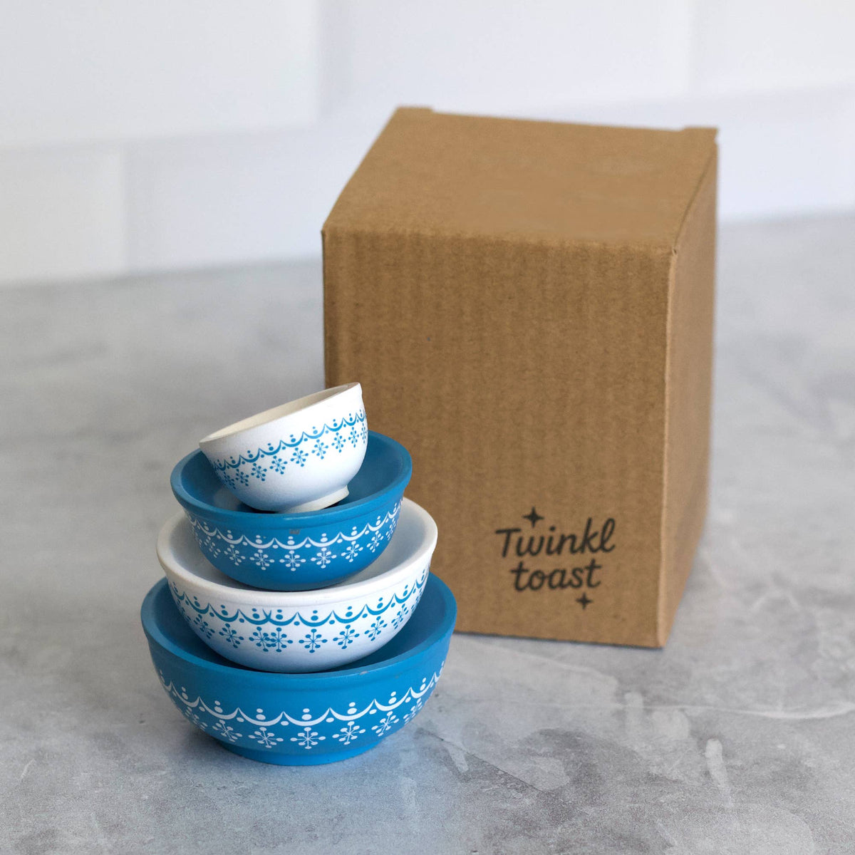 Mini Pyrex-Inspired Mixing Bowls Stackable Display Set
