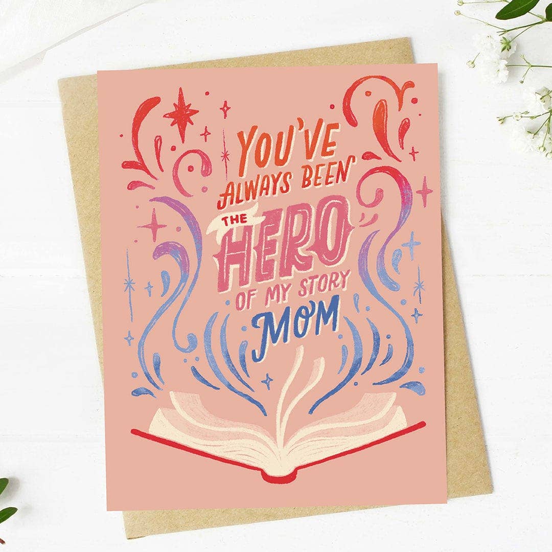 "You've always been the hero" Peach Mother's Day Card