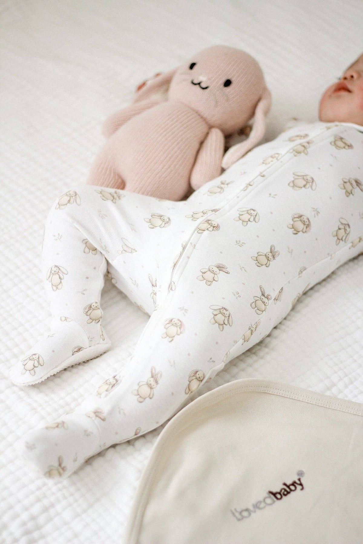 Organic 2-Way Zipper Footie in Bunny Biscuit