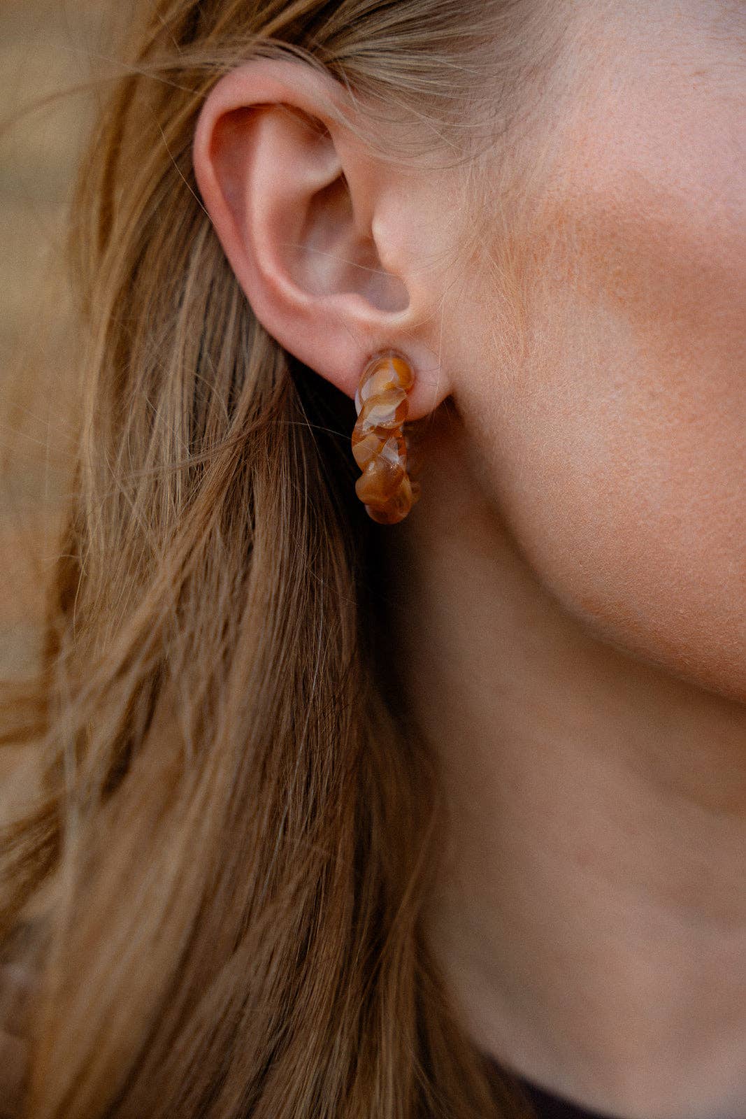 Ramona Hoops - Caramel // Fall, Resin, Earrings, Jewelry
