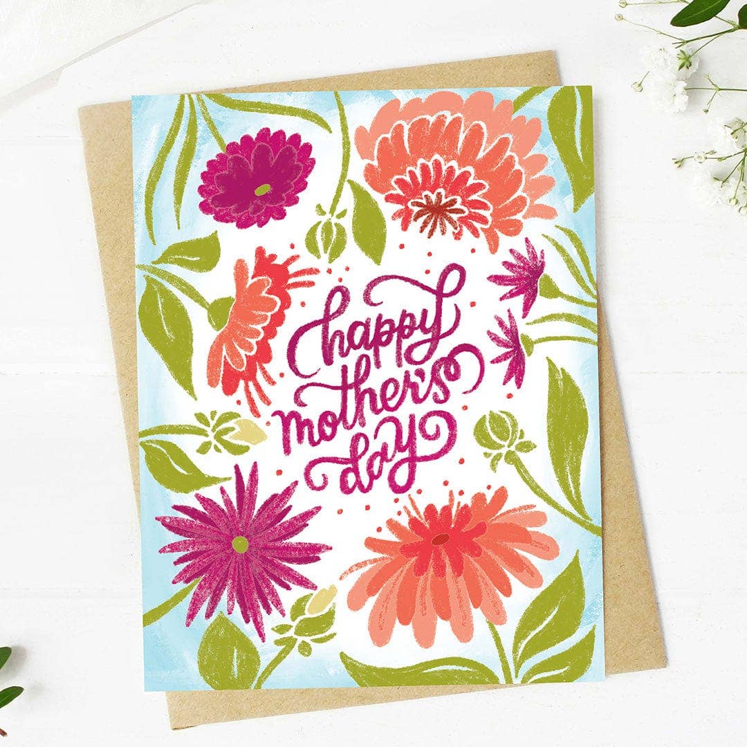 Happy Mother's Day Florals Blue Card