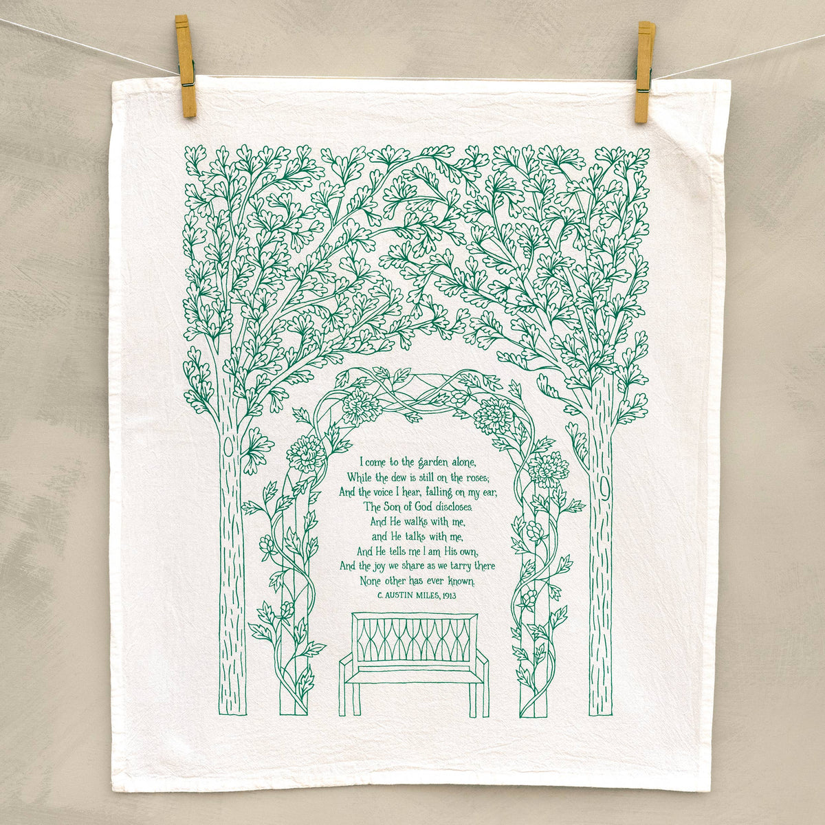 In The Garden Gospel Song Hymn Tea Towel – 24"x20"