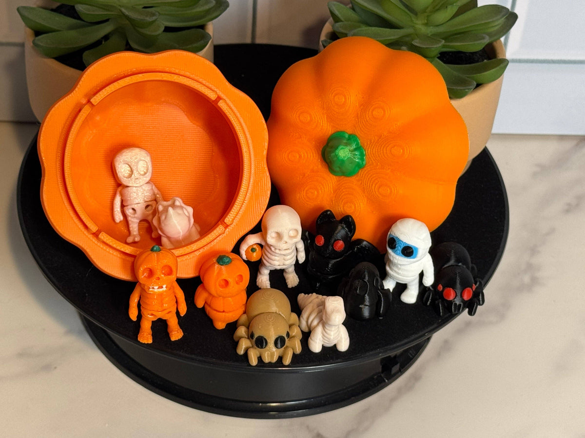 Halloween Pumpkin Bundle (Includes 11 Minis!) • Mini 3D Printed Articulated Animal • Flexi Animals