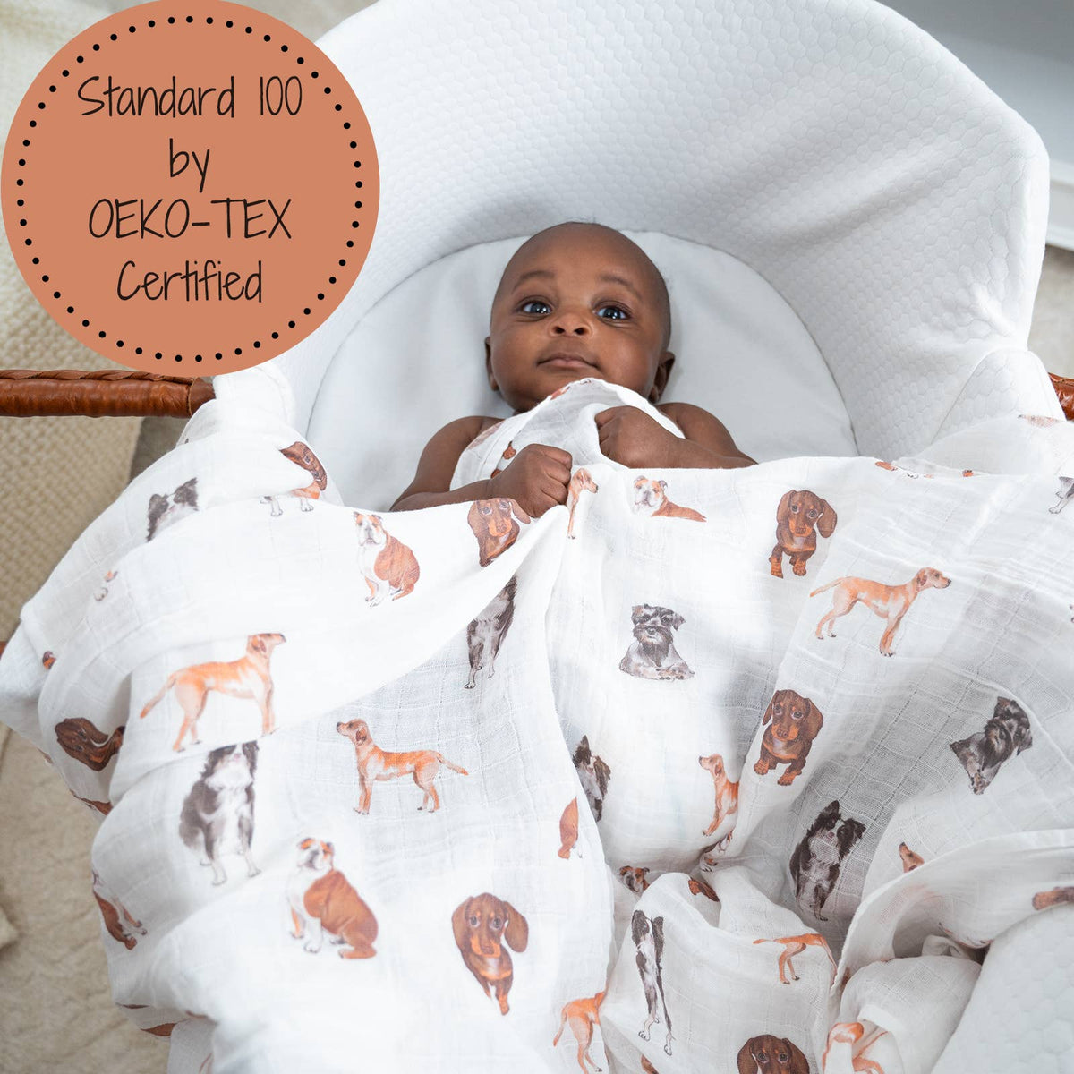 Adorable Dog Print Baby Swaddle Blanket