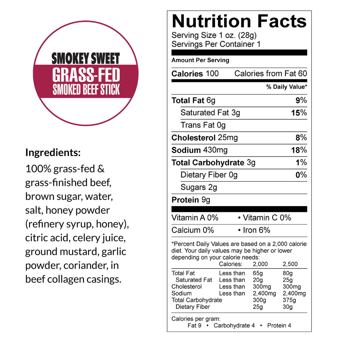 Smokey Sweet - 100% Grass-Fed Beef Stick