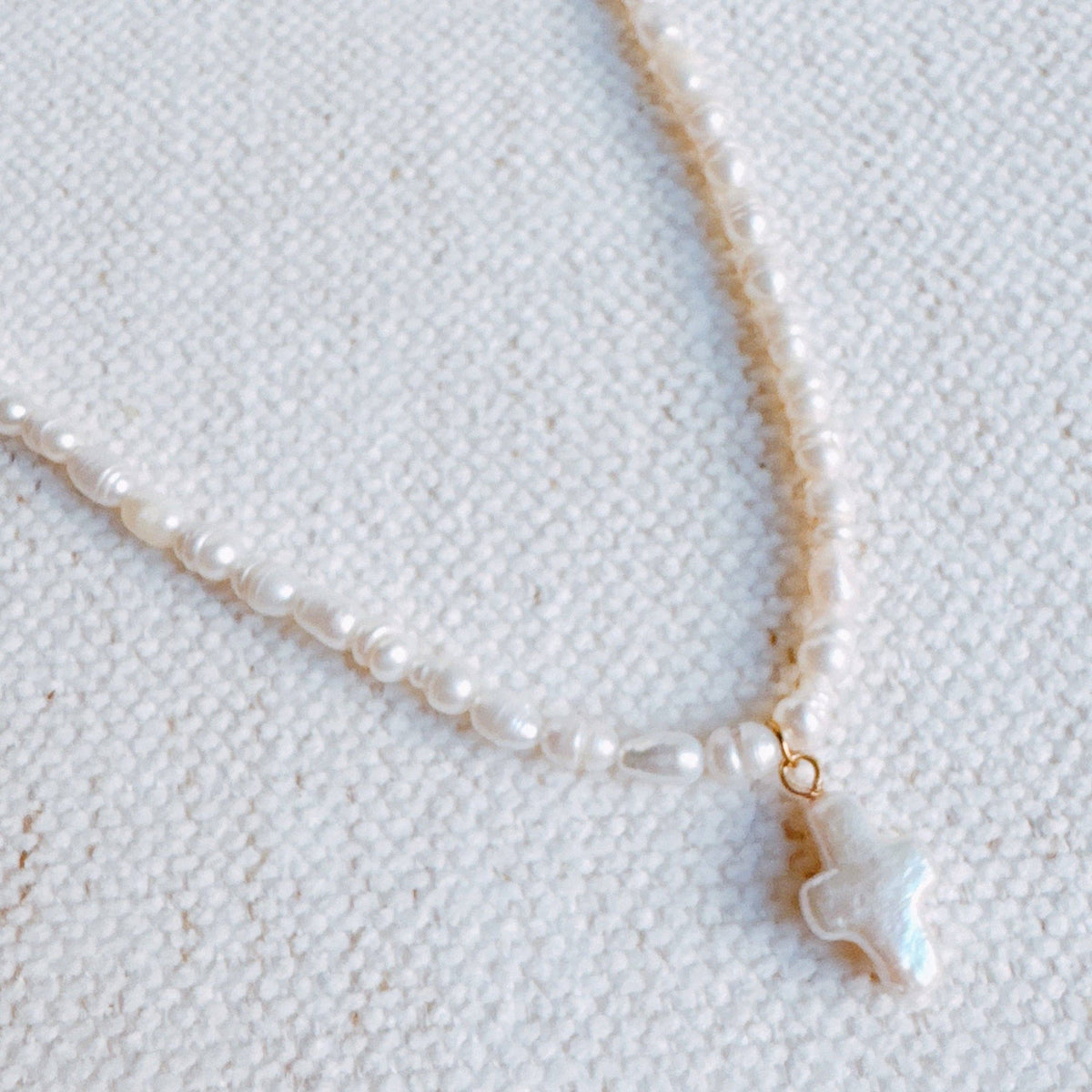 Genuine Freshwater Pearl Cross Necklace