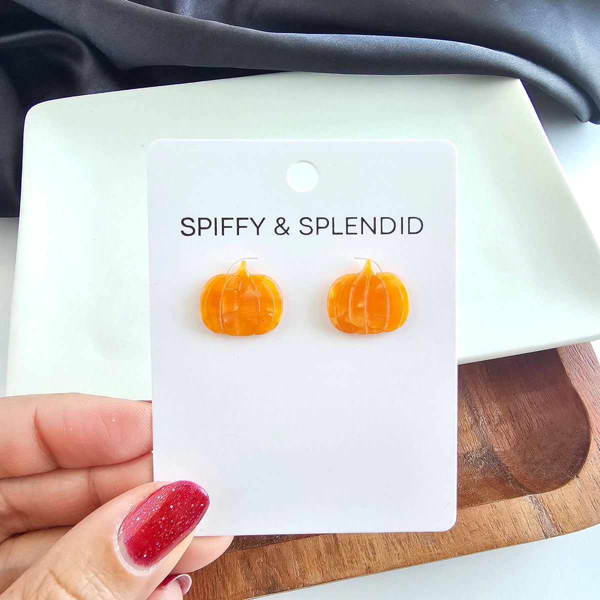 Pumpkin Patch Studs - Orange // Jewelry, Earrings, Fall, Halloween