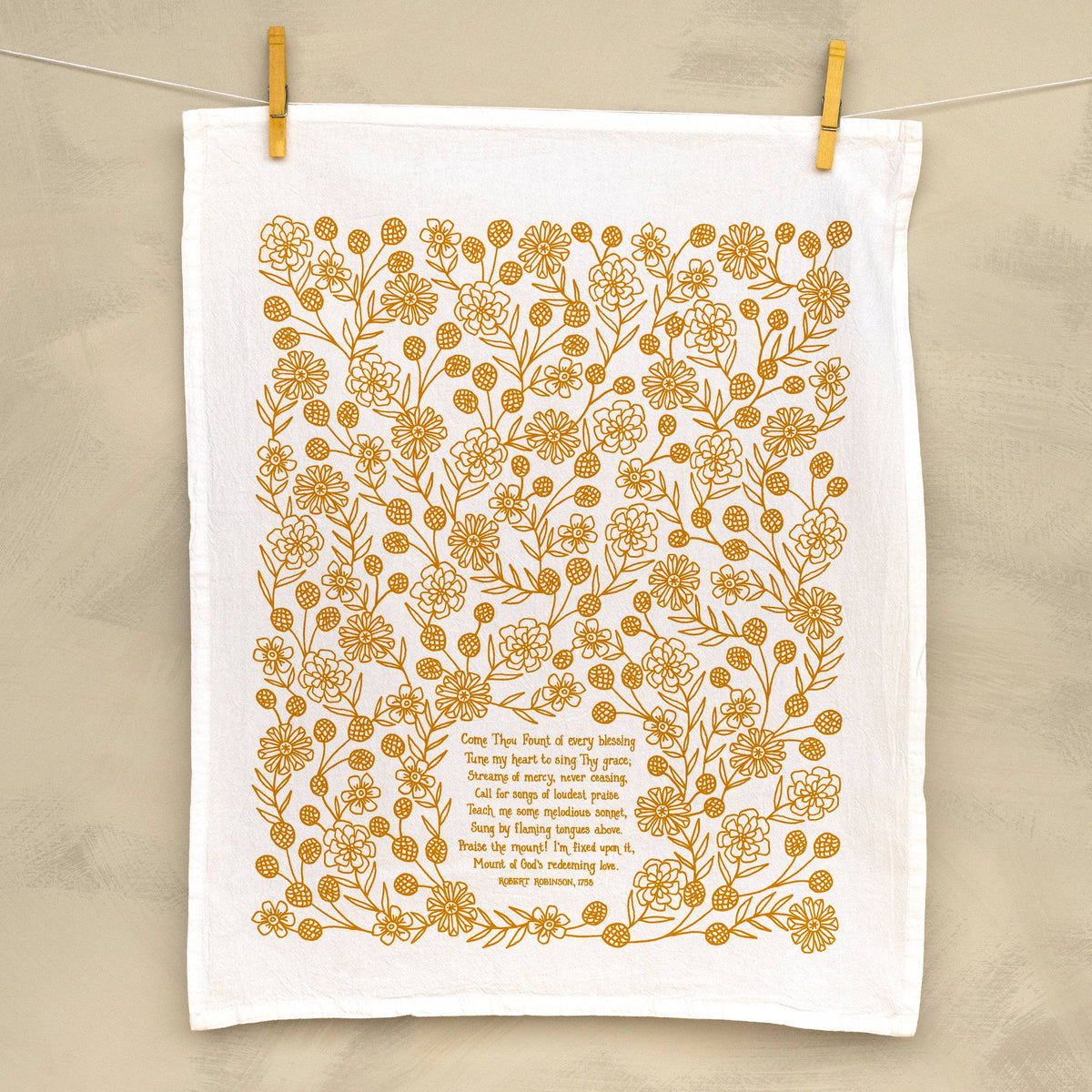 Come Thou Fount Hymn Tea Towel — 24" x 20"