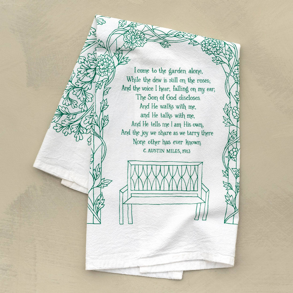 In The Garden Gospel Song Hymn Tea Towel – 24"x20"