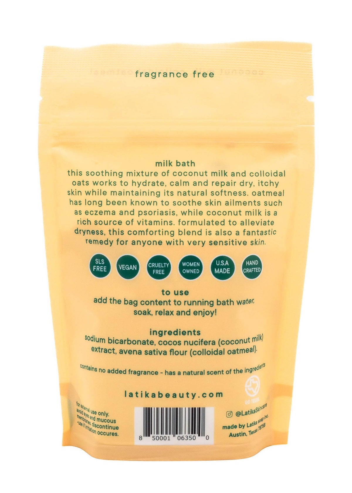 🥛 Vegan Milk Bath Soak - Coconut milk |  Fragrance-Free