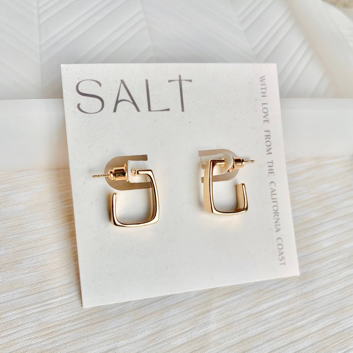 SQUARE HOOP EARRINGS | gold | stud post huggies