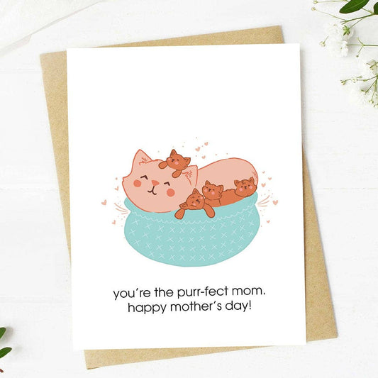"You're the purr-fect mom" Mother's Day Cat Card