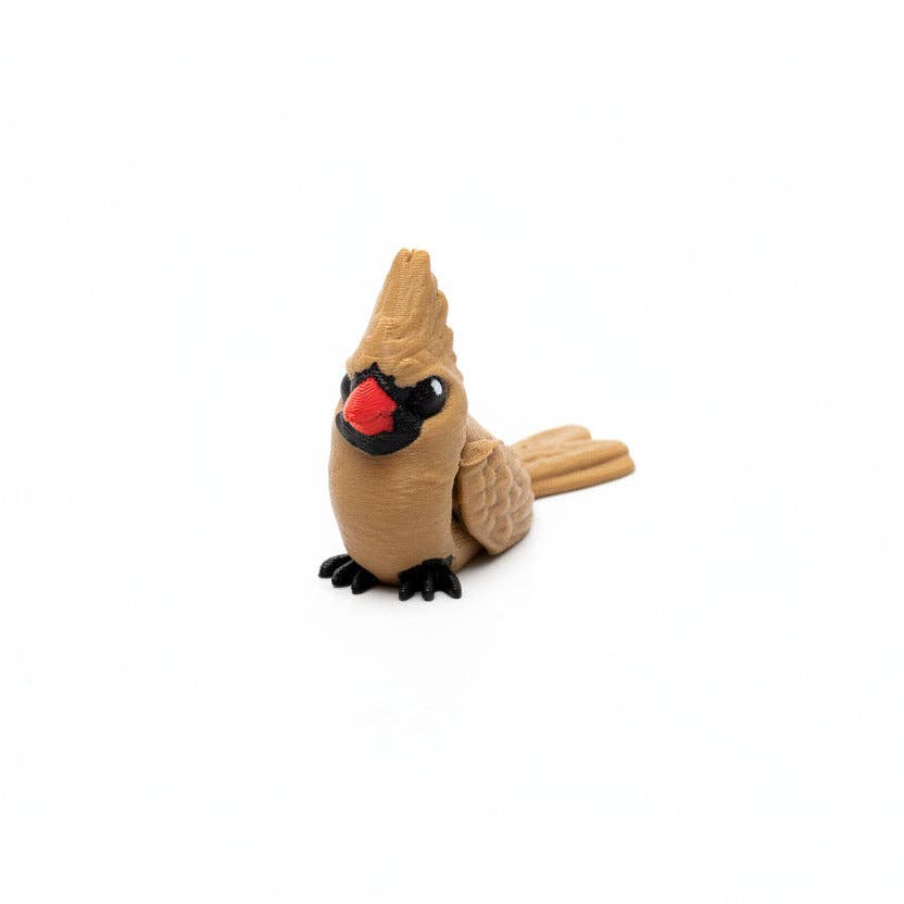 Cardinal (Brown) • Bird • Mini 3D Printed Articulated Animal • Flexi Animals • Pocket Pets • Pocket Pals • Desk Pets*