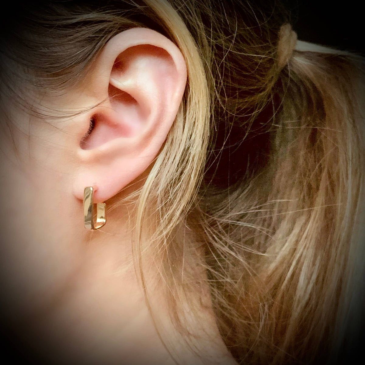 SQUARE HOOP EARRINGS | gold | stud post huggies