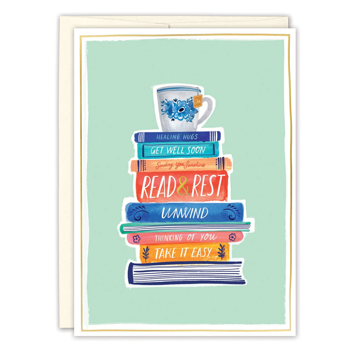 Book Stack Get Well Card