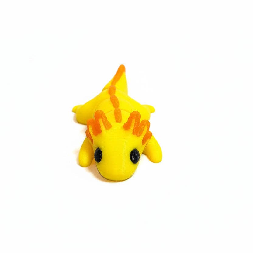 Axolotl (Yellow and Orange) • Mini 3D Printed Articulated Animal • Flexi Animals • Pocket Pets • Pocket Pals • Desk Pets [#29]*
