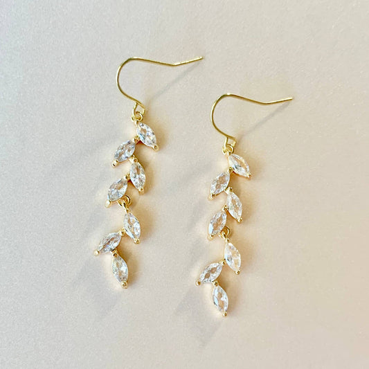MARQUISE DANGLES | gold | dainty leaf earrings | bridal