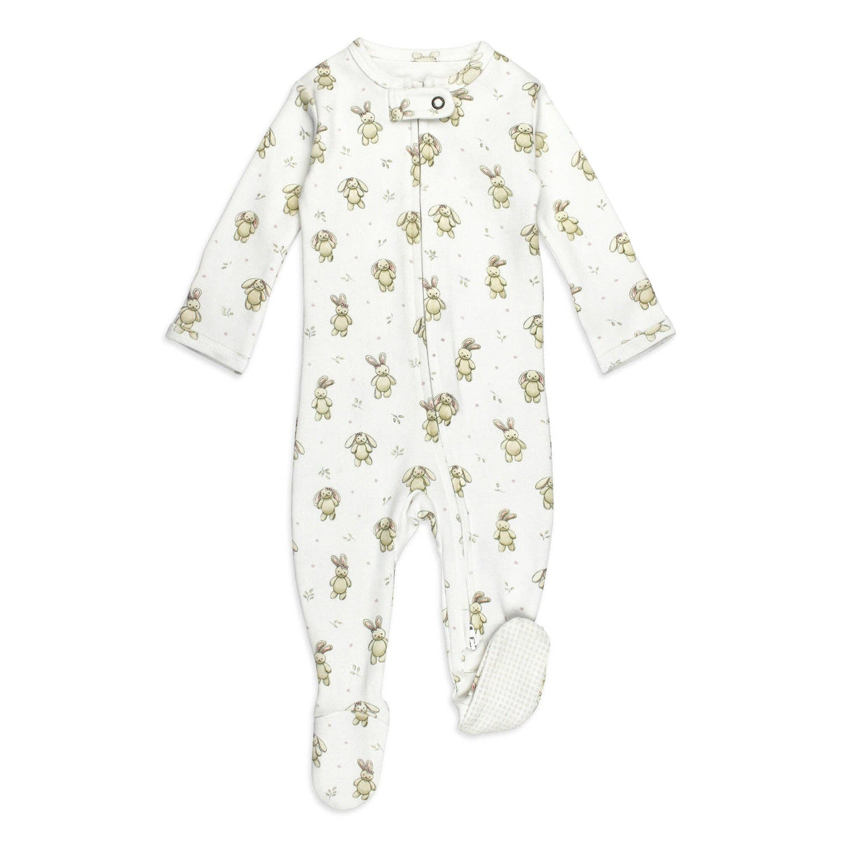 Organic 2-Way Zipper Footie in Bunny Biscuit
