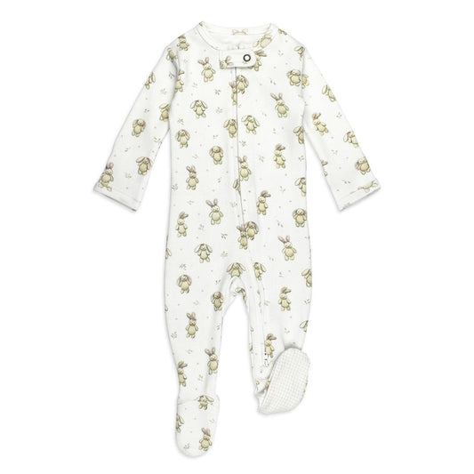 Organic 2-Way Zipper Footie in Bunny Biscuit
