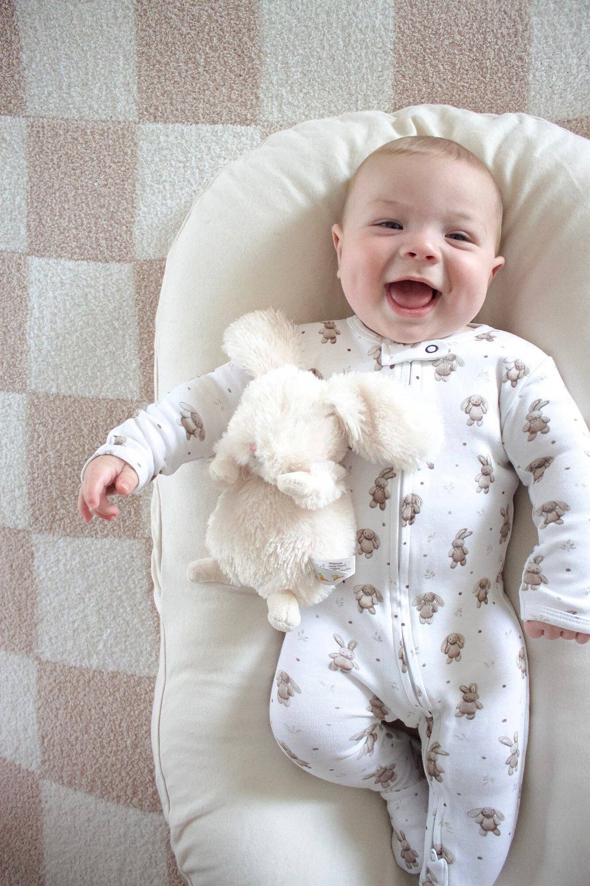 Organic 2-Way Zipper Footie in Bunny Shadow