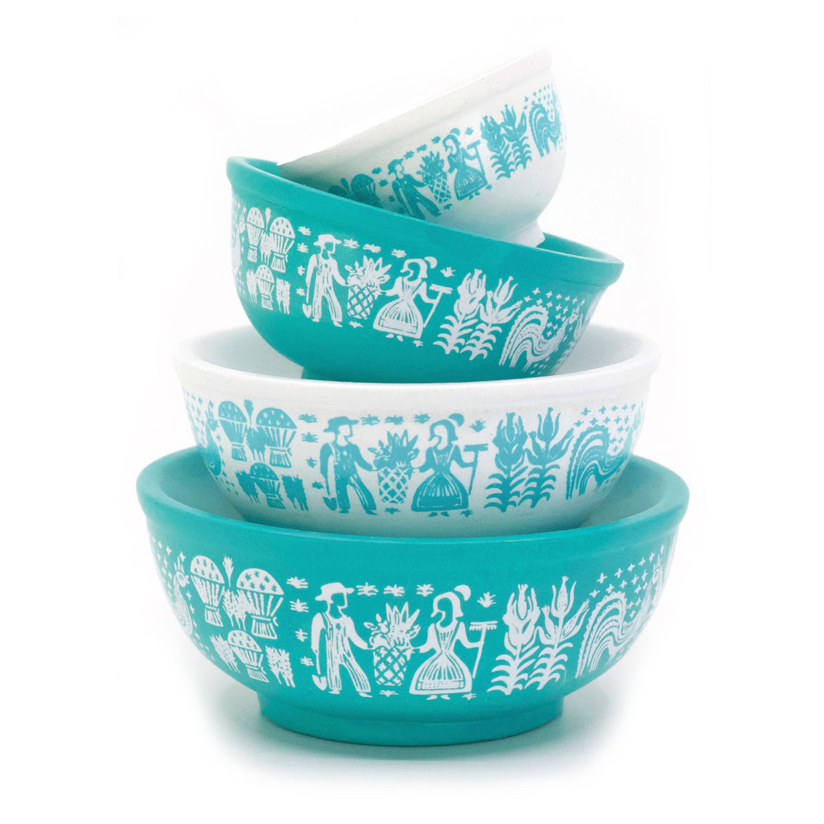 Mini Pyrex-Inspired Mixing Bowls Stackable Display Set