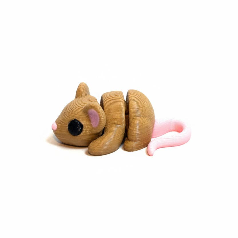 Mouse (Brown) • Mini 3D Printed Articulated Animal • Flexi Animals • Pocket Pets • Pocket Pals • Desk Pets [2025]