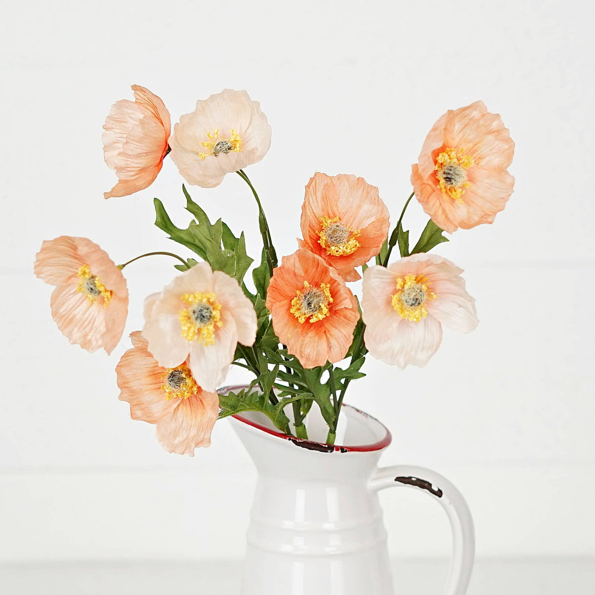 35351- 16inL Wrinkle Poppy Bush-Peach-