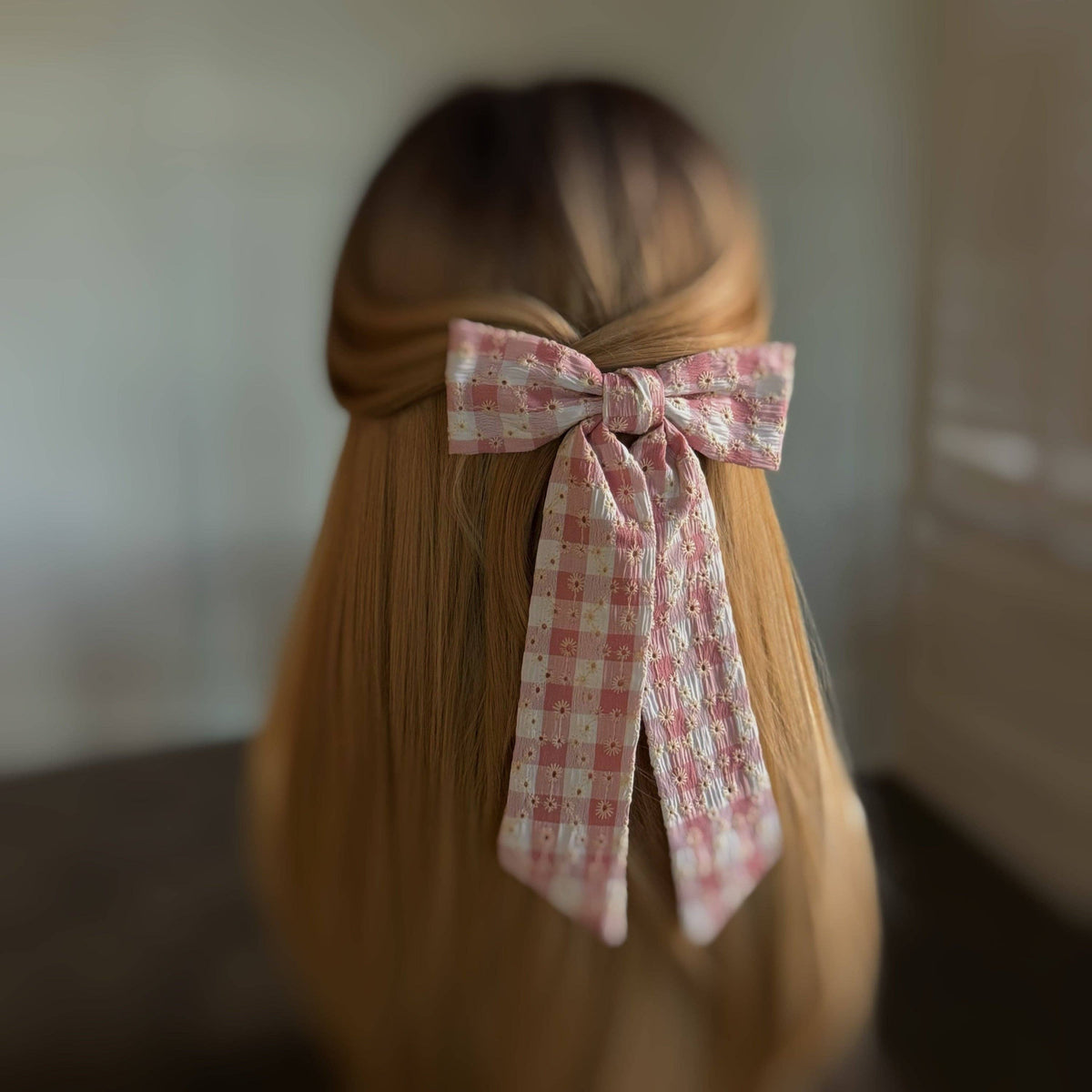 Daisy Picnic Gingham Bow Hair Clip