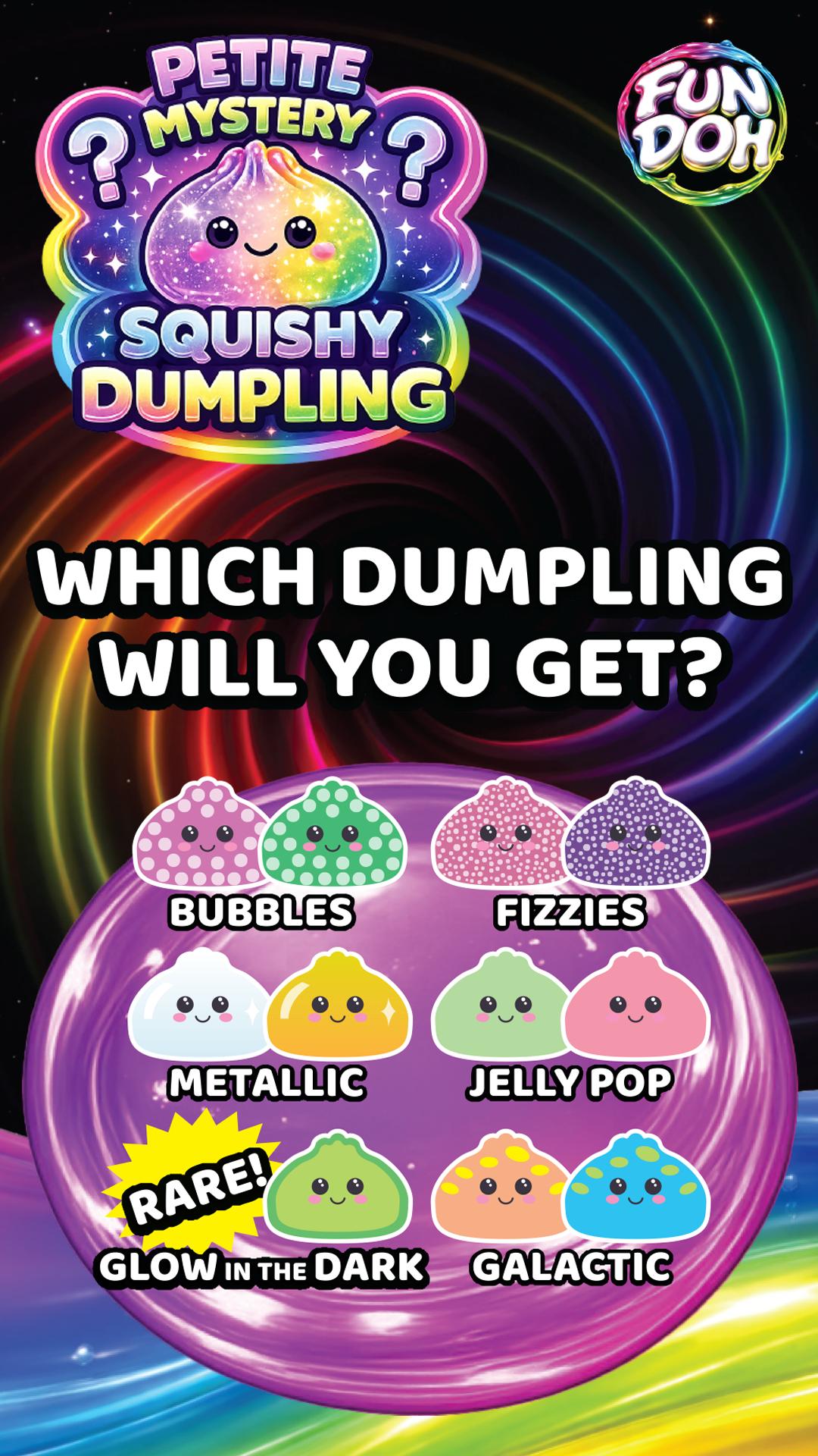 Fun Doh Squishy Mystery Mini Petite 2.5" Dumpling Toy