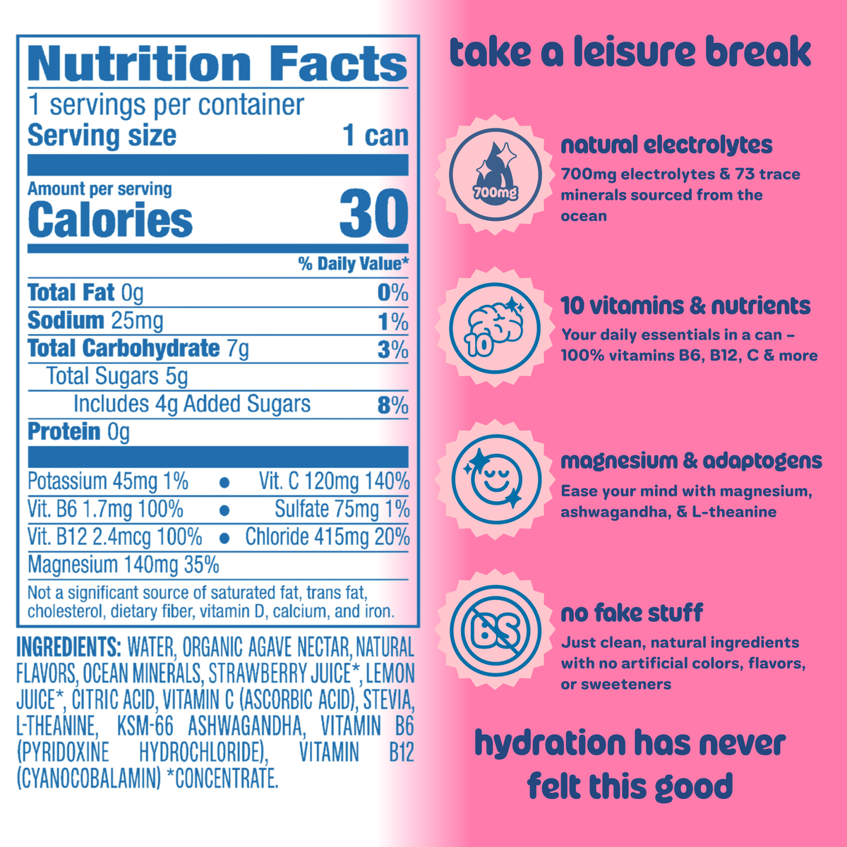Leisure Hydration Electrolyte Strawberry Breeze