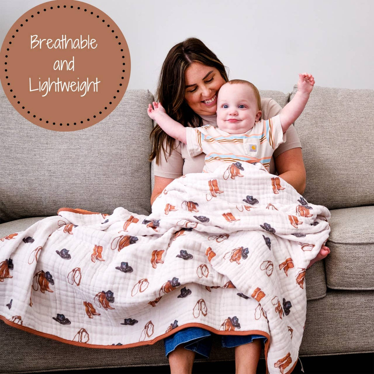 Life Is Better In Boots Western Baby Toddler Muslin Blanket