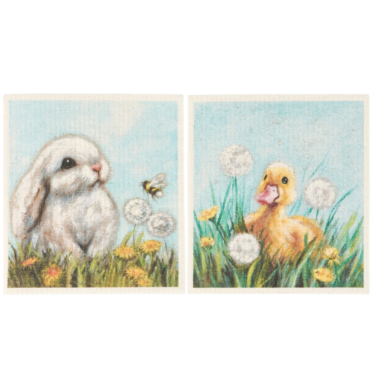 White Bunny Swedish Dishcloth Set