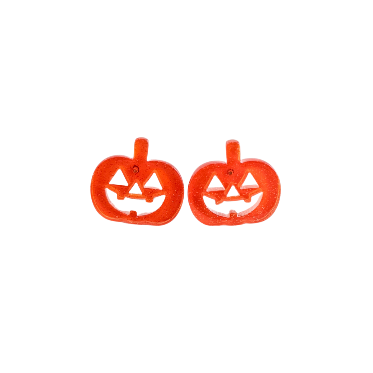 Jack O' Lantern Pumpkin Studs - Orange Glitter // Halloween