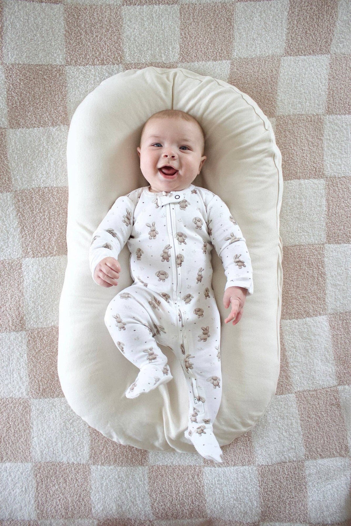 Organic 2-Way Zipper Footie in Bunny Shadow