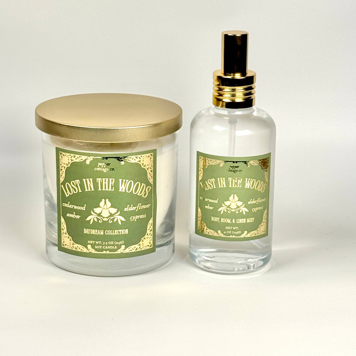 Lost in the Woods 7.5 oz Candle Jar | Cypress, Cedarwood, Elderflower, Amber | Daydream Collection Spring Floral Candle
