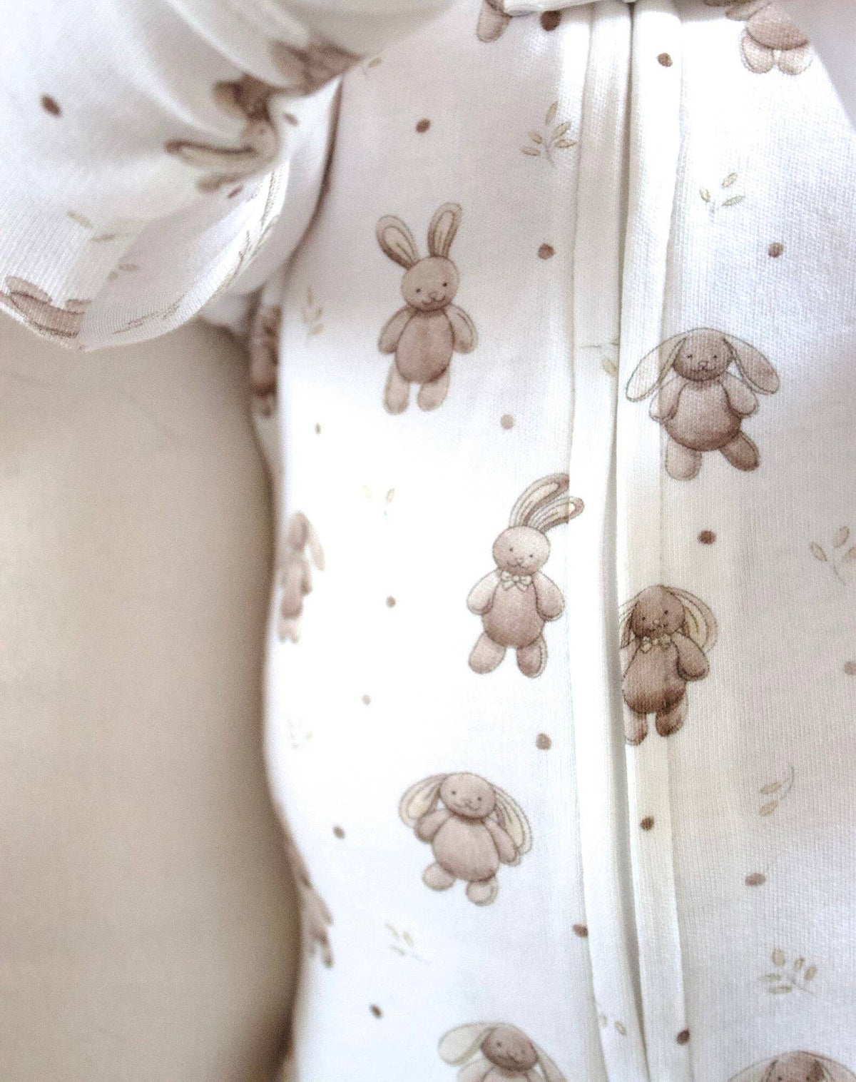 Organic 2-Way Zipper Footie in Bunny Shadow