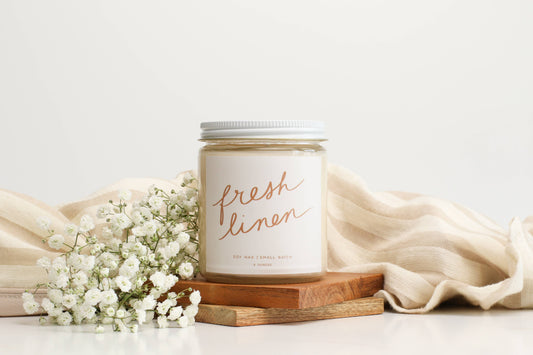 Fresh Linens: 8 oz Soy Wax - Small Batch Candles