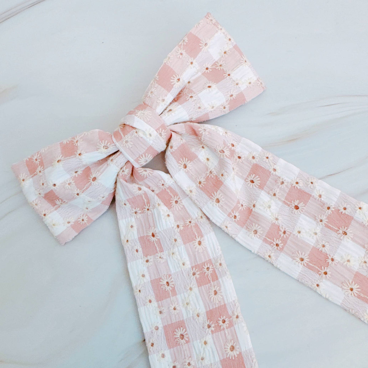 Daisy Picnic Gingham Bow Hair Clip