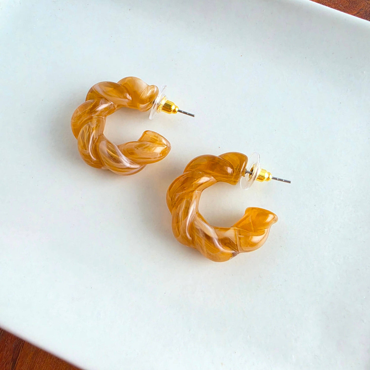 Ramona Hoops - Caramel // Fall, Resin, Earrings, Jewelry