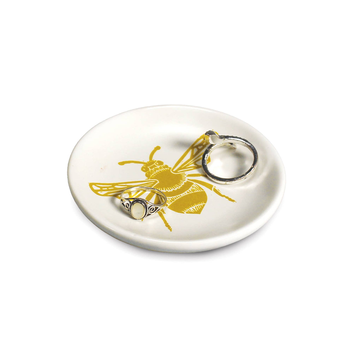 Trinket Key Ring Dish Bee Honey Mustard Yellow