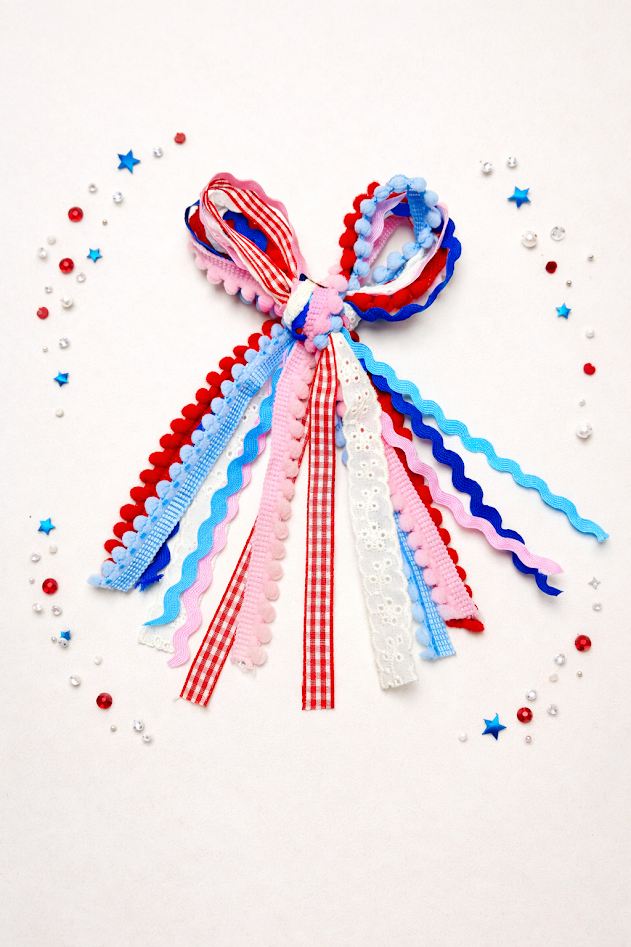 Textured Hair Bow - Heart of America