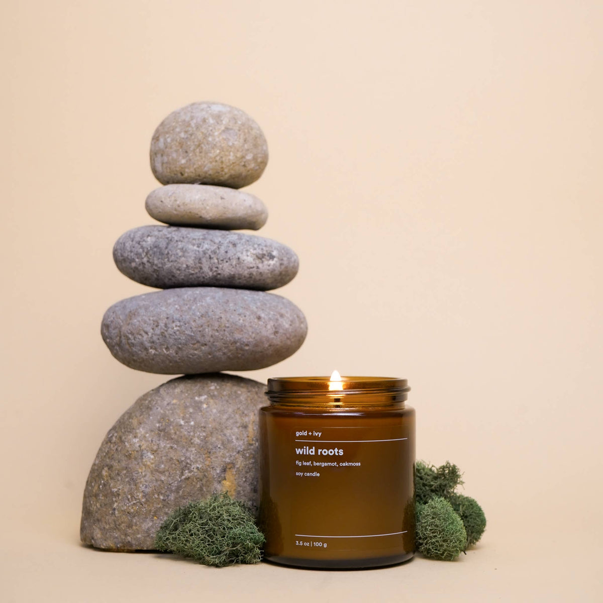 Wild roots soy candle - fig leaf, bergamot, oakmoss